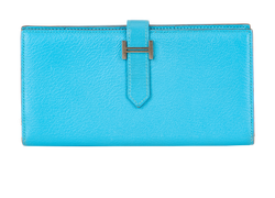 Hermes Bearn Wallet, Leather, Blue, [B], 2*